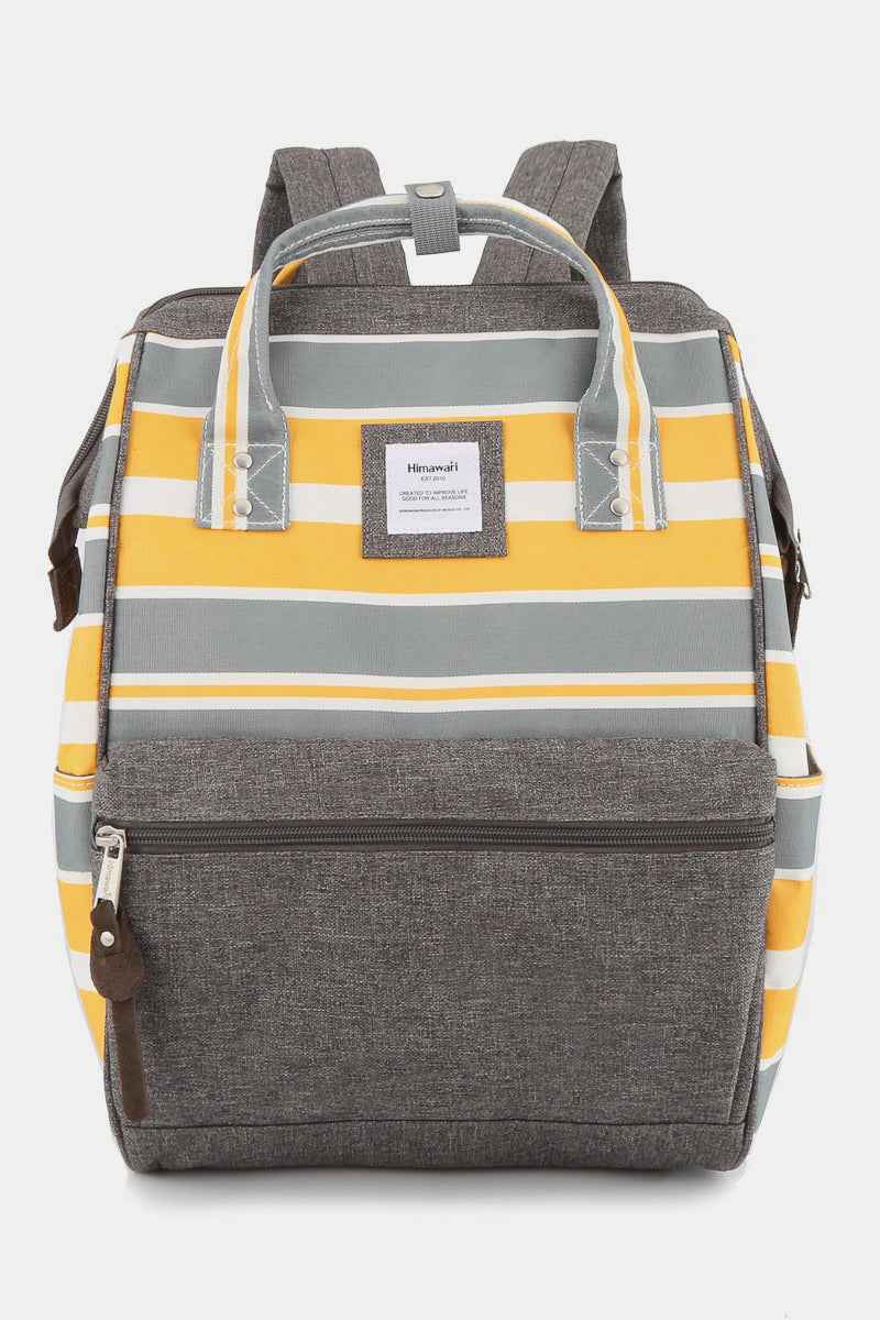 Himawari Striped Waterproof Nylon Backpack Bag with Side Pockets - Damned Threads